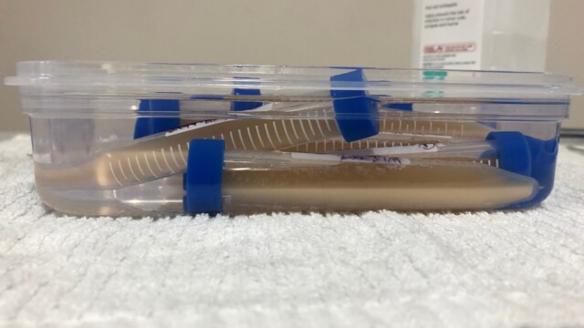 Yeast tubes in an isopropyl alcohol bath (hard to see the liquid) for freezing Making a Frozen Yeast Stock Bank