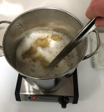 Making sure the dry malt extract (DME) is blended well with the water - no clumps! Yeast Starter Process