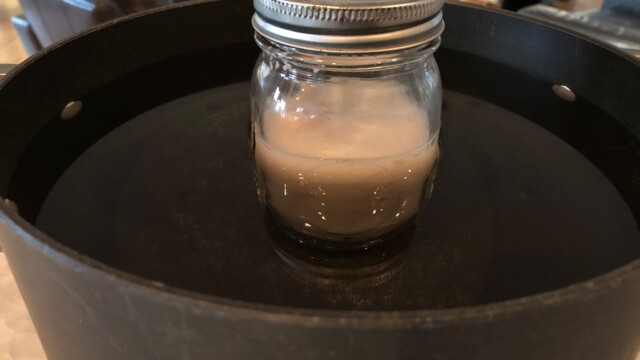 Dropping the temperature of my rehydrated yeast in a water bath. Rehydrating Dry Yeast